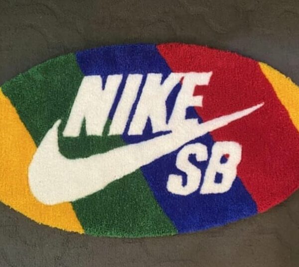Nike Swoosh Multi Color Hand-Made Rug - 24" x 12"