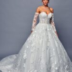 Ballgown wedding dress with detachable sleeves LA486