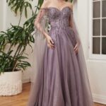 Beaded Cape Sleeve Gown LG4430