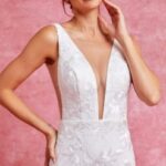 Fitted V-Neck Wedding Dress