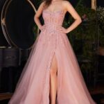 Floral Applique Puff Sleeve Gown LG4343-CD997