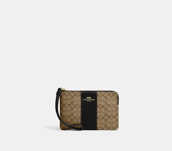 Corner Zip Wristlet In Signature Canvas 09661