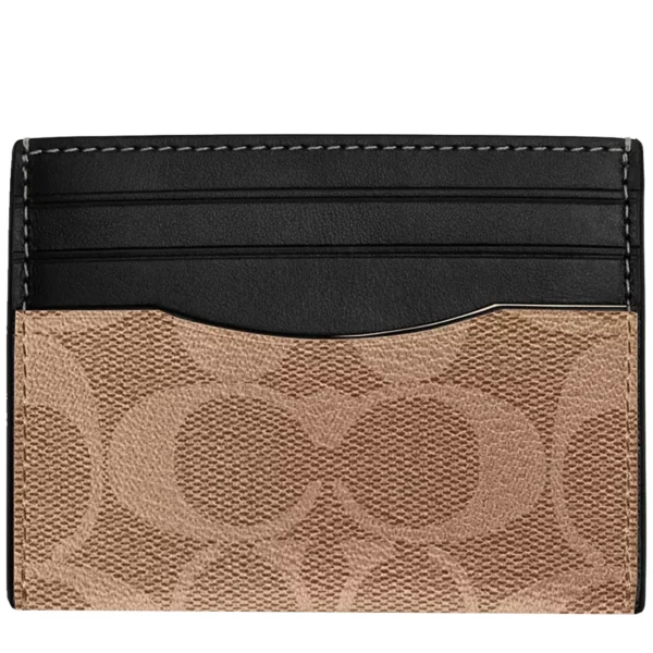 Coach Slim Id Card Case In Signature Canvas In Tan-34158