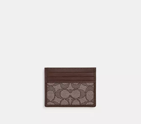 Slim Id Card Case In Signature Jacquard 40458