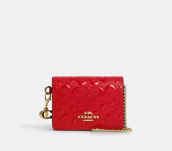 Boxed Mini Wallet On A Chain In Signature Leather-08062